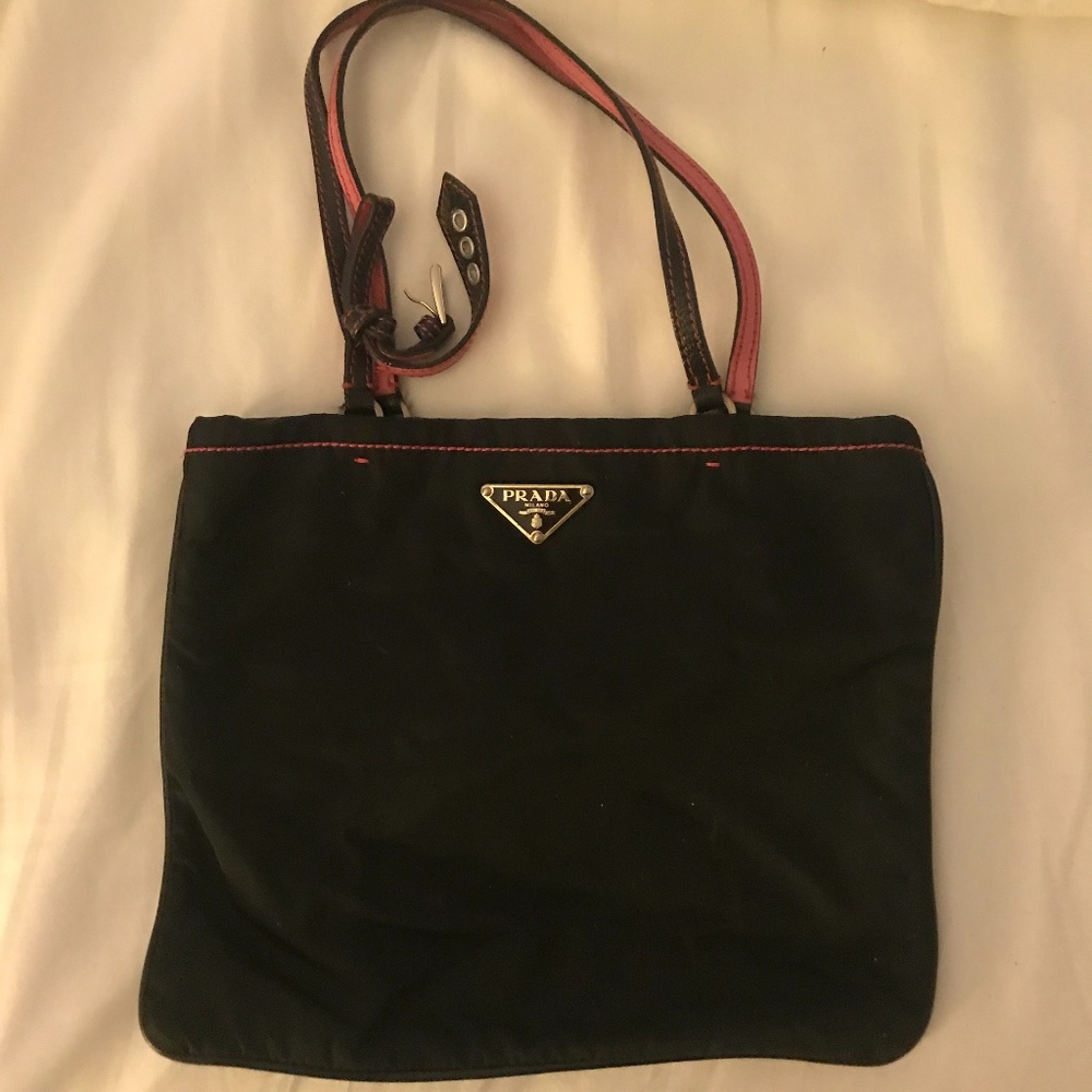 Authentic black and hot pink Prada bag
